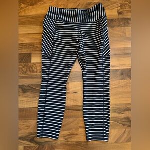 Athleta Stripe Contender 7/8 Tight navy and white size medium petite